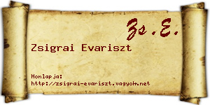 Zsigrai Evariszt névjegykártya